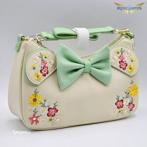 Loungefly Disney Minnie Mouse Floral Ears Mint Green Crossbody Shoulder Bag New